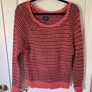 American eagle pink and brown sweater